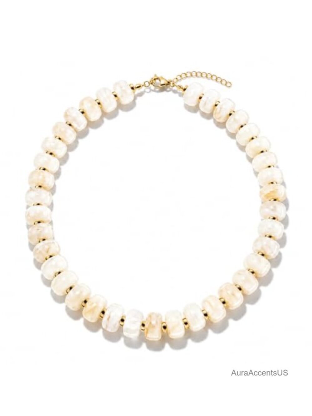Chunky Resin Beaded Choker Necklace Boho Handcrafted Gold Plated Brass
